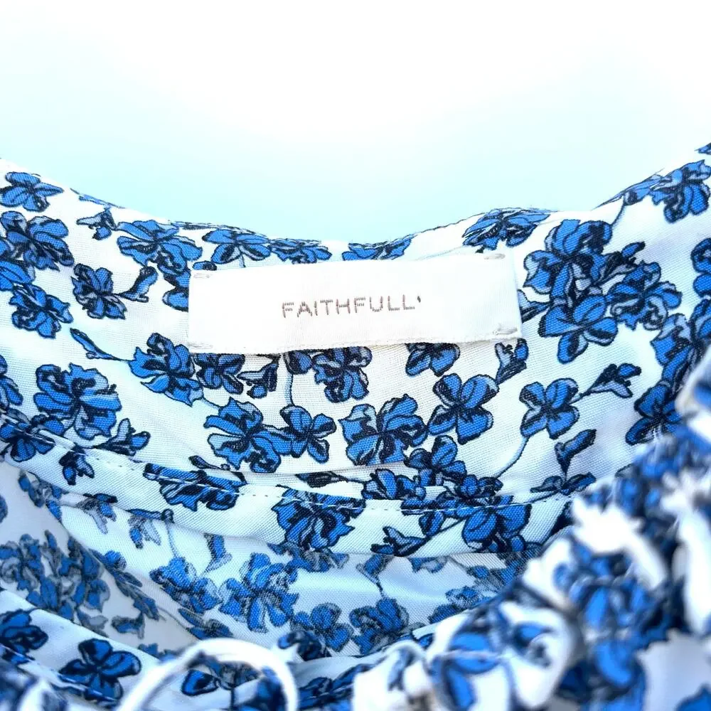New Faithfull The Brand Menton Top Leilani Blue Floral Cottagecore Blouse 4 - Picture 3 of 8